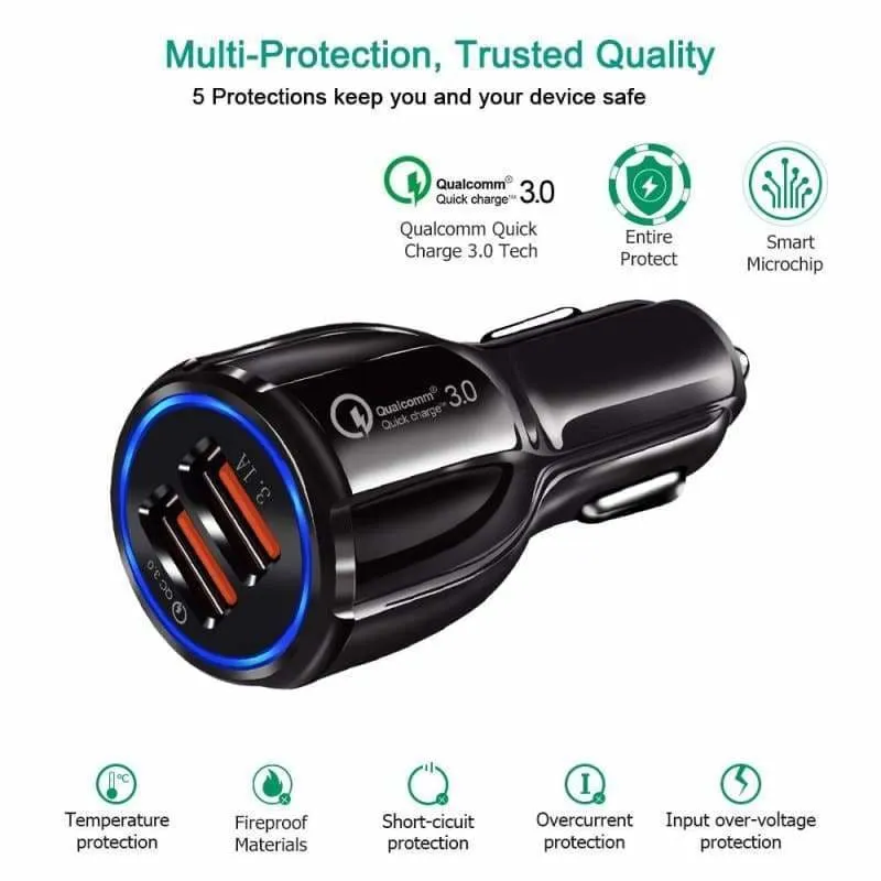 2 Port USB Fast Car Charger for Smart Phone