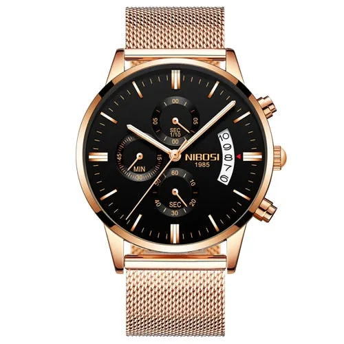 2019 NIBOSI Luxury Brand Watches Men Fashion Sport Military Quartz Watch Men Full Steel Waterproof Clock Man Relogio Masculino