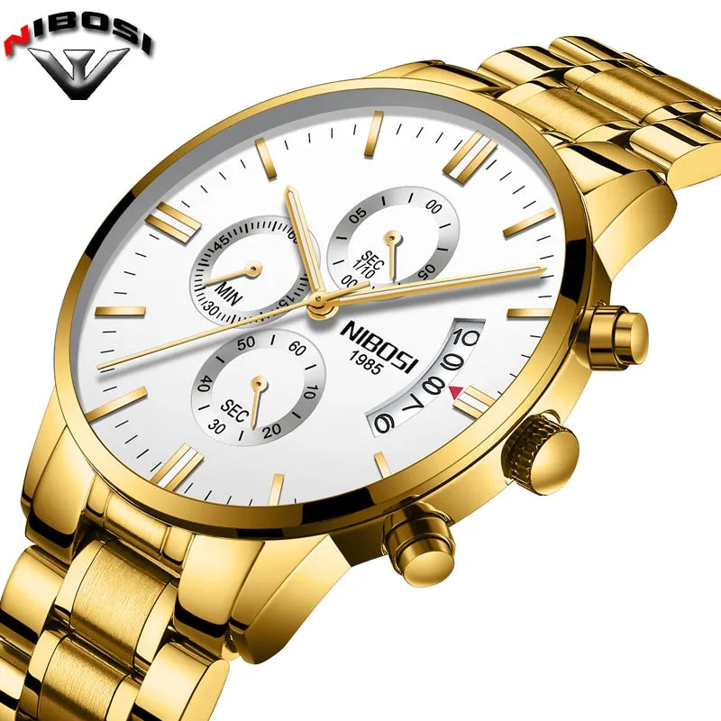 2019 NIBOSI Luxury Brand Watches Men Fashion Sport Military Quartz Watch Men Full Steel Waterproof Clock Man Relogio Masculino