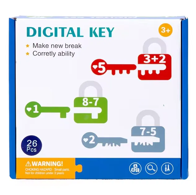 26Pcs Montessori Digital Number Lock & Key Matching Game