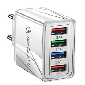 2Pcs EU Plug white 4 USB LED Wall Charger Multi 4-Port Travel Charging Adapter For iPhone Huawei AZ20779