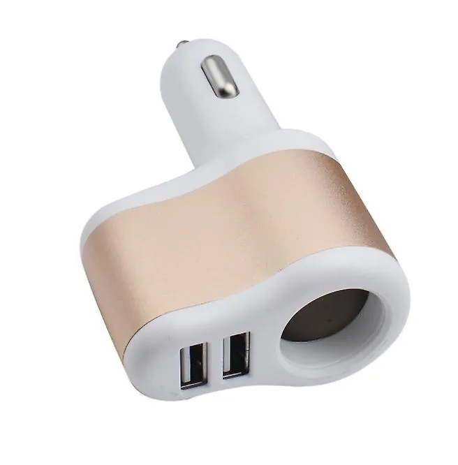 2Pcs white gold 3.1A car charger, cigarette lighter, dual USB multi-function mobile phone car charger AZ12454