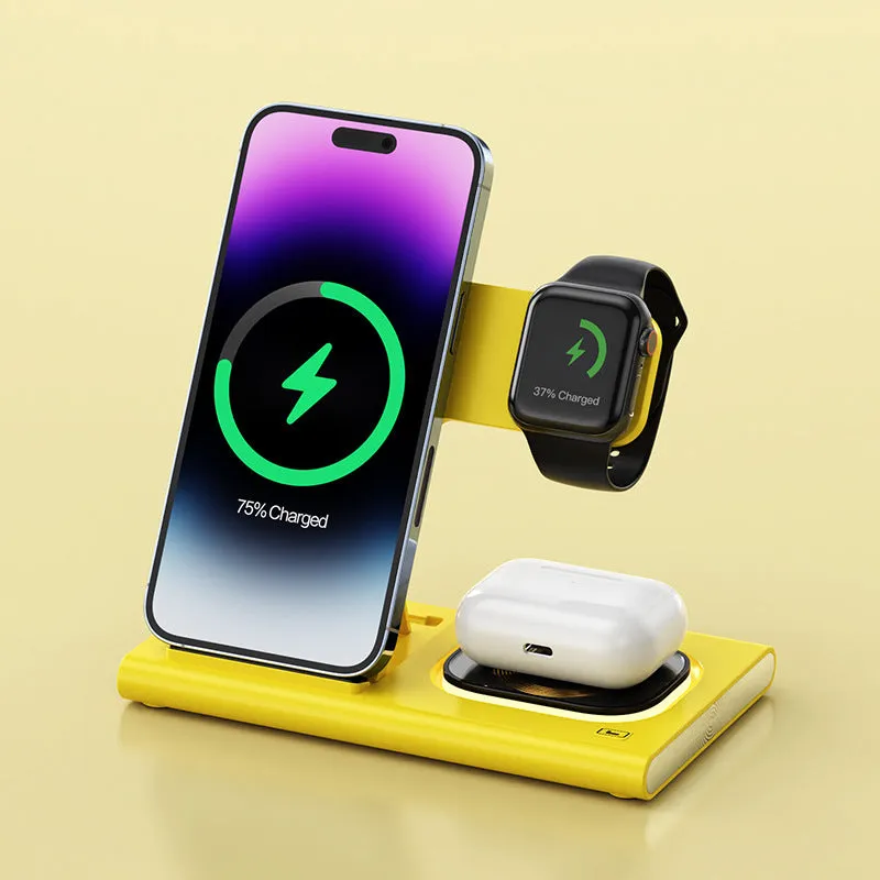 3 IN 1 15W Wireless Charging Charger Magnetic Desktop Night Light Iwatch Fast Charging Stand Gift Customization