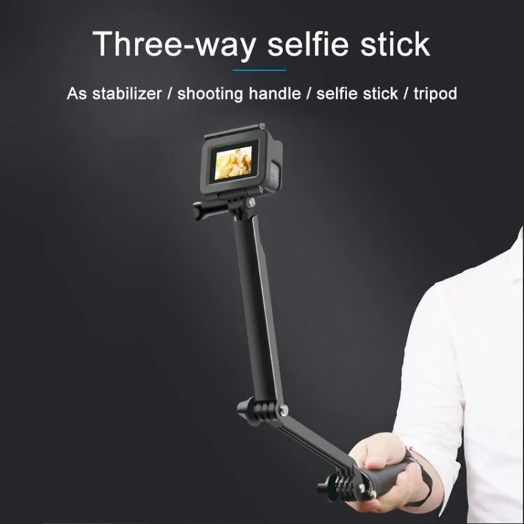 3-Way Monopod   Tripod   Grip Super Portable Magic Mount Selfie Stick for GoPro Hero12 Black / Hero11 /10 /9 /8 /7 /6 /5, Insta360 Ace / Ace Pro, DJI Osmo Action 4 and Other Action Cameras, Length of Extension: 20-62cm