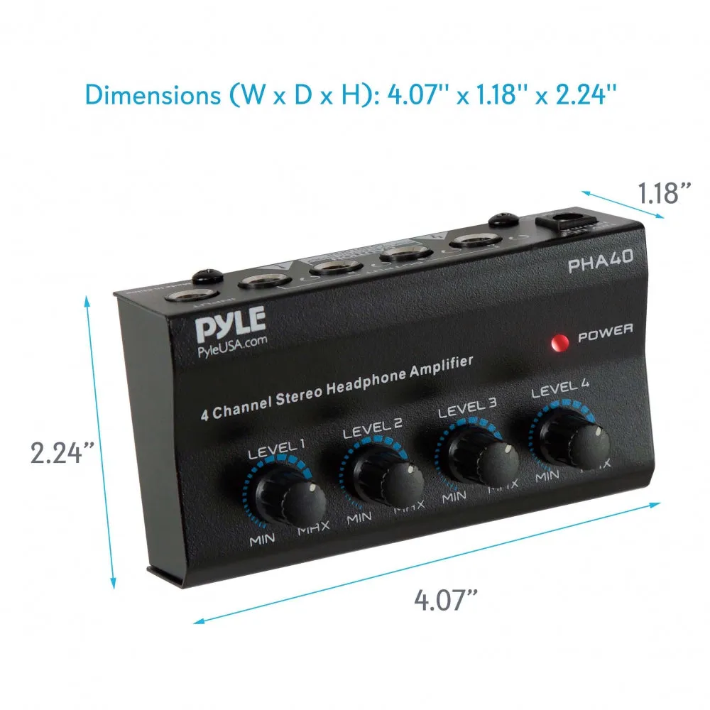 4-Channel Stereo Headphone Amplifier, 1/4" Connectors