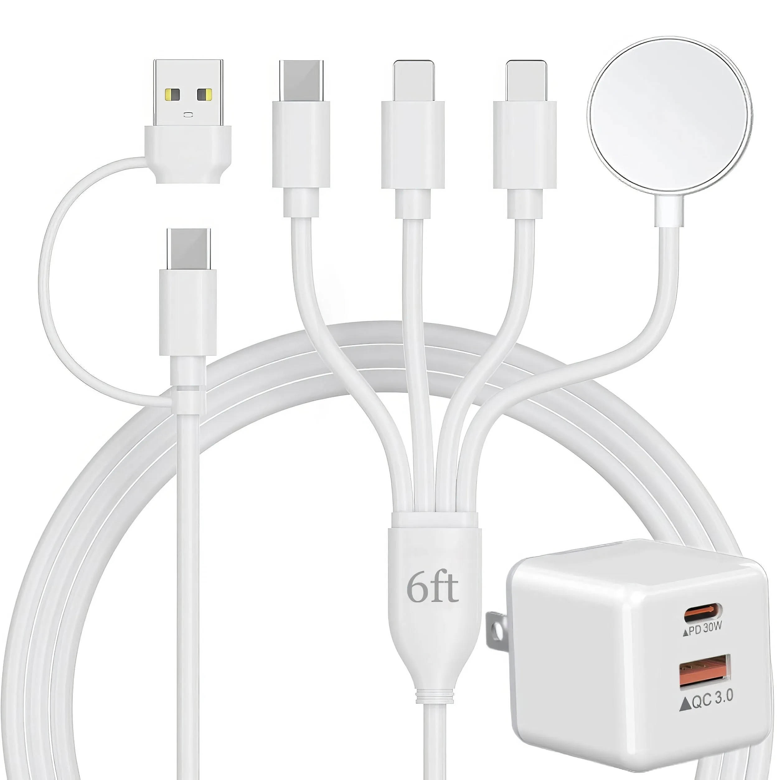 4-in-2 Multi Charging Cable with 36W Dual-Port Charging Block