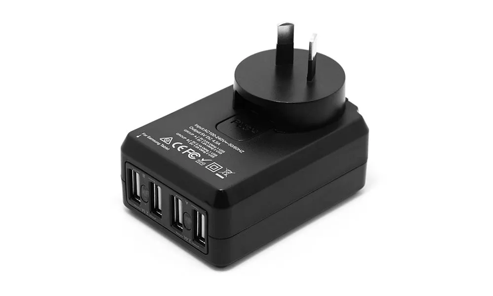 4-Port USB Travel Charger, Intl Adapters, Voltage Detection