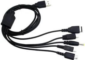 5-in-1 USB Mobile Phone Charging Cable  BLACK