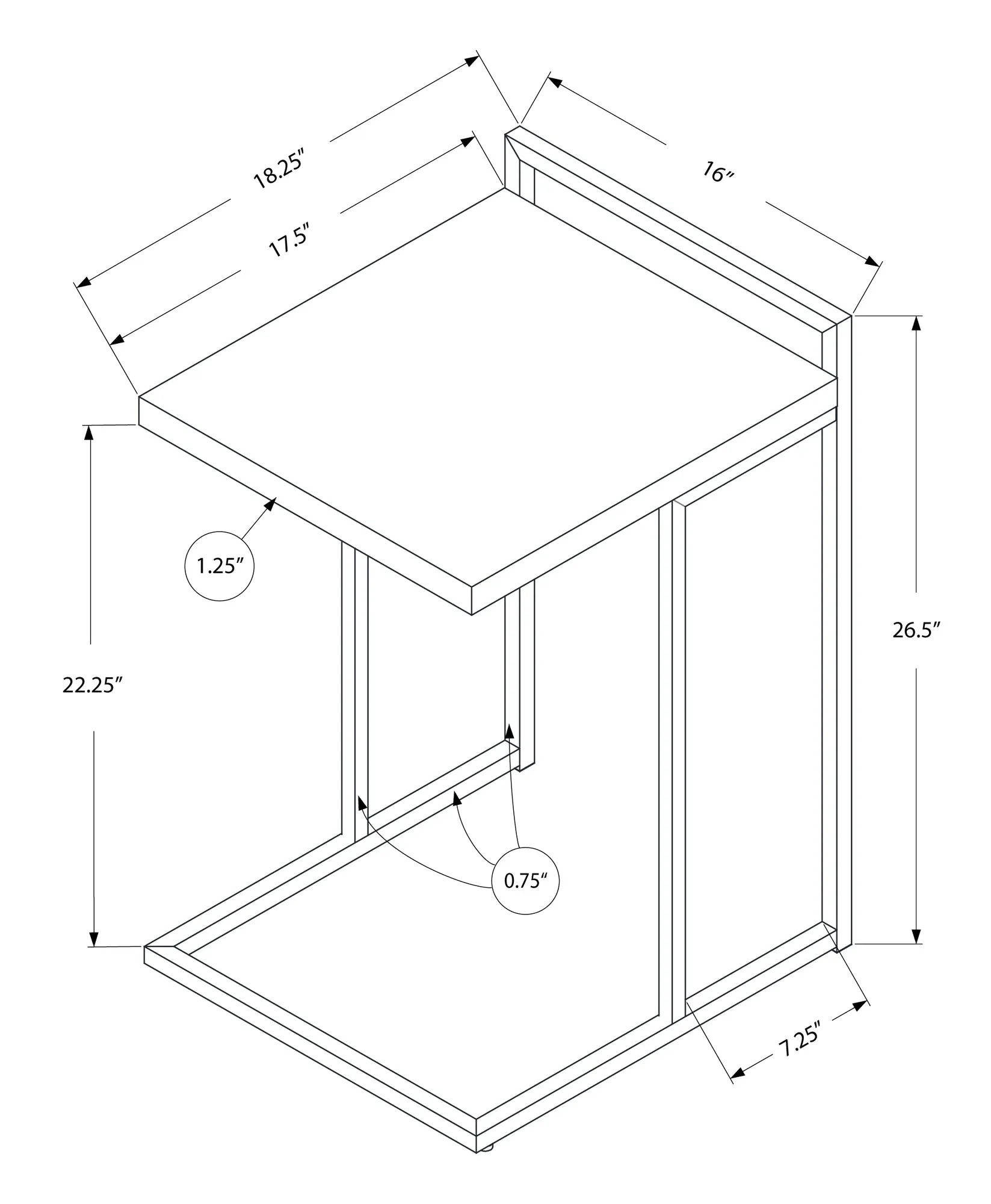 Accent Table - 25"H / Black / Chrome Metal