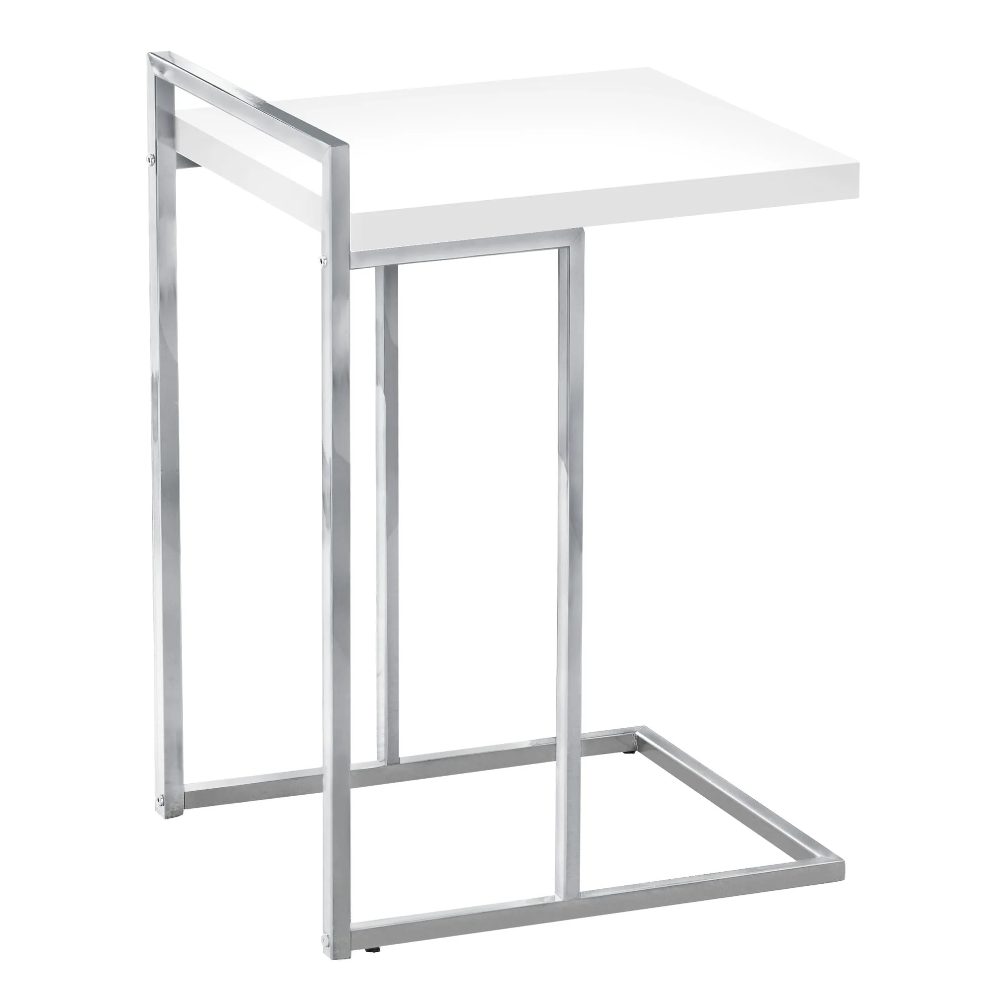 Accent Table - 25"H / Glossy White / Chrome Metal