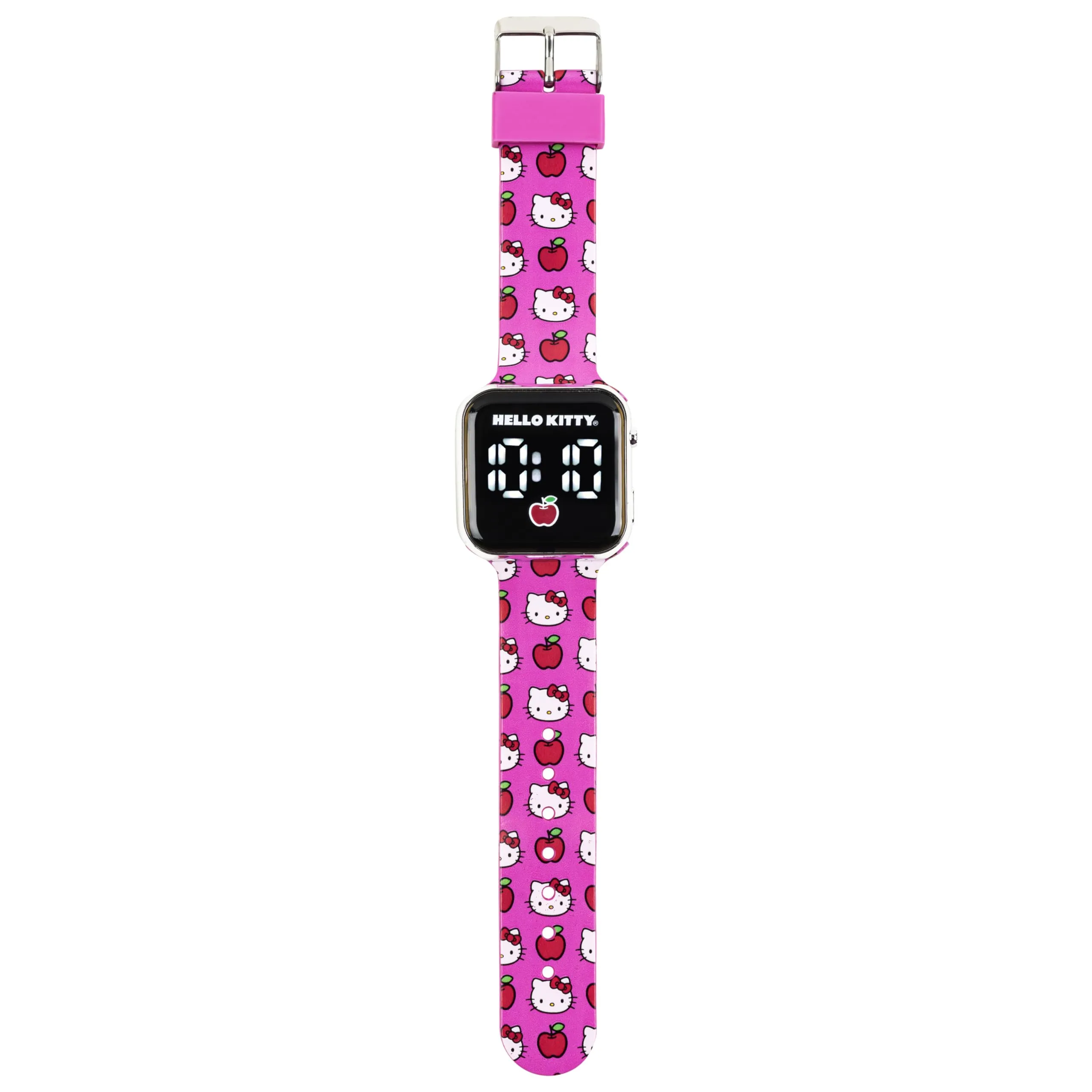 Accutime Hello Kitty Digital LED Quartz Kids Pink Watch for Girls with White Hello Kitty and Friends Band Strap (Model: HK4222AZ)