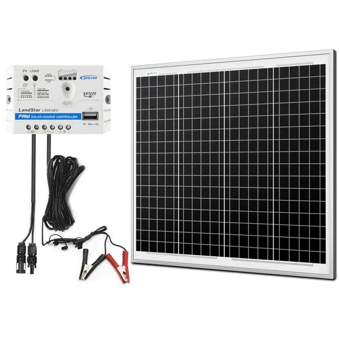 ACOPower 50W 12V Solar Charger Kit | 5A Charge Controller with Alligator Clips