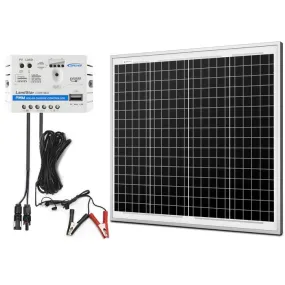 ACOPower 50W 12V Solar Charger Kit | 5A Charge Controller with Alligator Clips