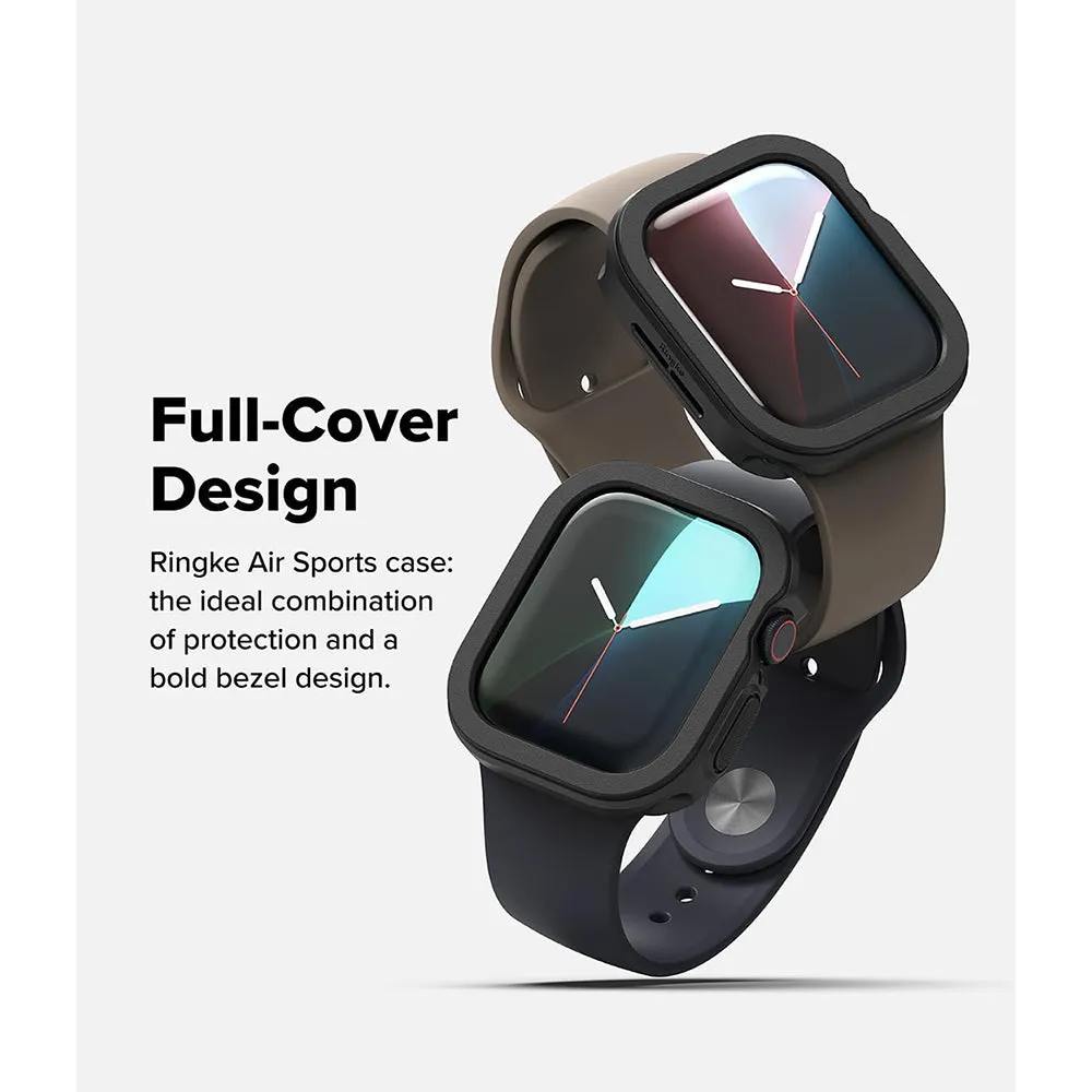 Air Sports For Apple Watch 10 42mm Case | Thin Soft Flexible Rugged TPU Raised Bezel Frame Cover - Black