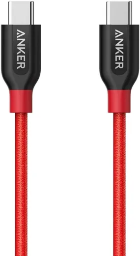 Anker PowerLine  USB-C to USB-C Cable 2.0 (3ft), High Durability Red Black