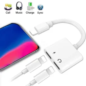 Apple iPhone / iPad 2-in-1 Dual Lightning Auxiliary Adapter Splitter Headphones Earphones Audio Charge Cable White by Modes