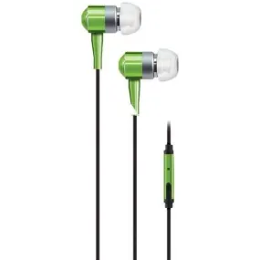 At&amp;amp;t Pebm02 In-ear Aluminum Stereo Earbuds With Microphone (green) (pack of 1 Ea)