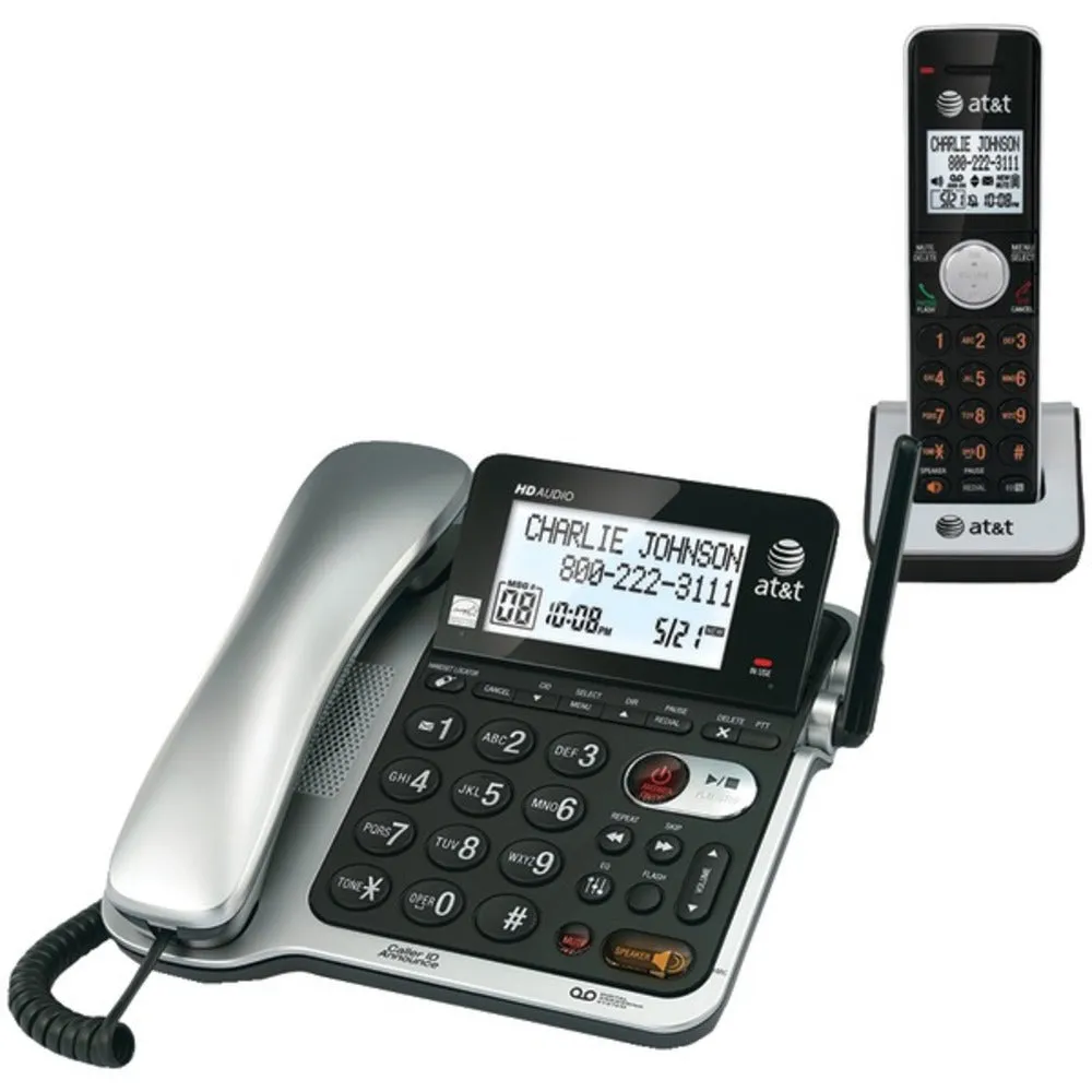 AT&T CL84102 DECT 6.0 Corded/Cordless Phone System with Digital Answering System & Caller ID/Call Waiting