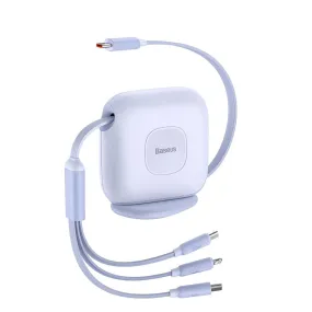 Baseus 3-i-1 Multi Kabel m. Udtrækkelige Kabler USB-C til USB-C, Micro USB og Lightning - Lavendel