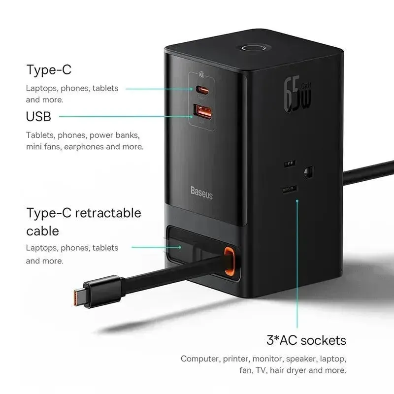 Baseus 65W GaN Fast Charger Desktop Power Strip