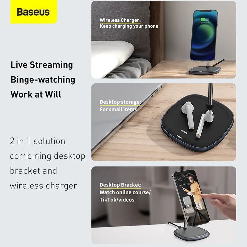 Baseus Swan Magnetic Desktop Magsafe 15W Wireless Holder Charger (Suit for iPhone 12/13/14) (WXSW-01)