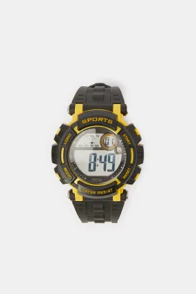 Black And Orange Multi Functional Digital Watch