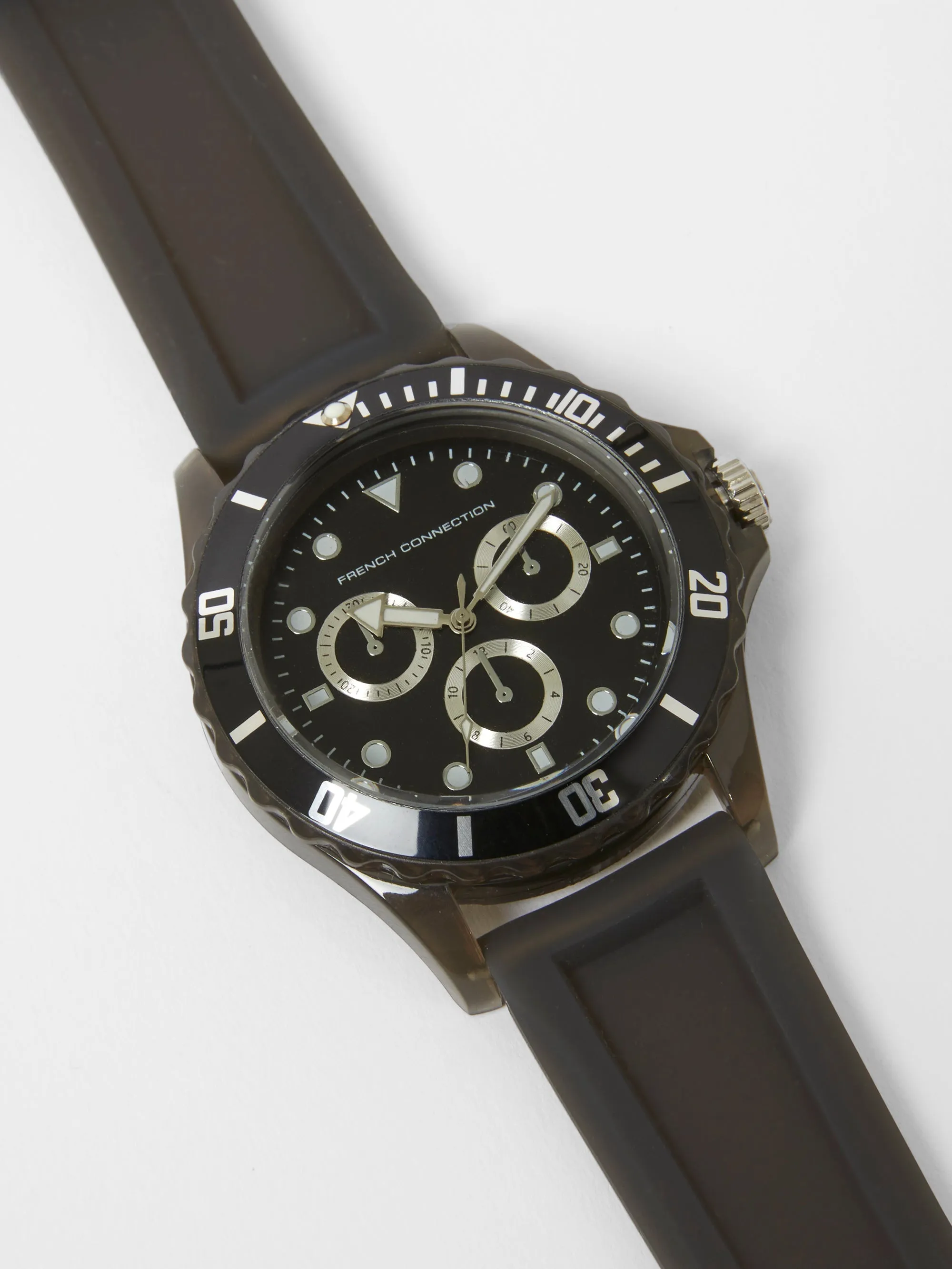 Black Silicone Strap Watch with Black Dial