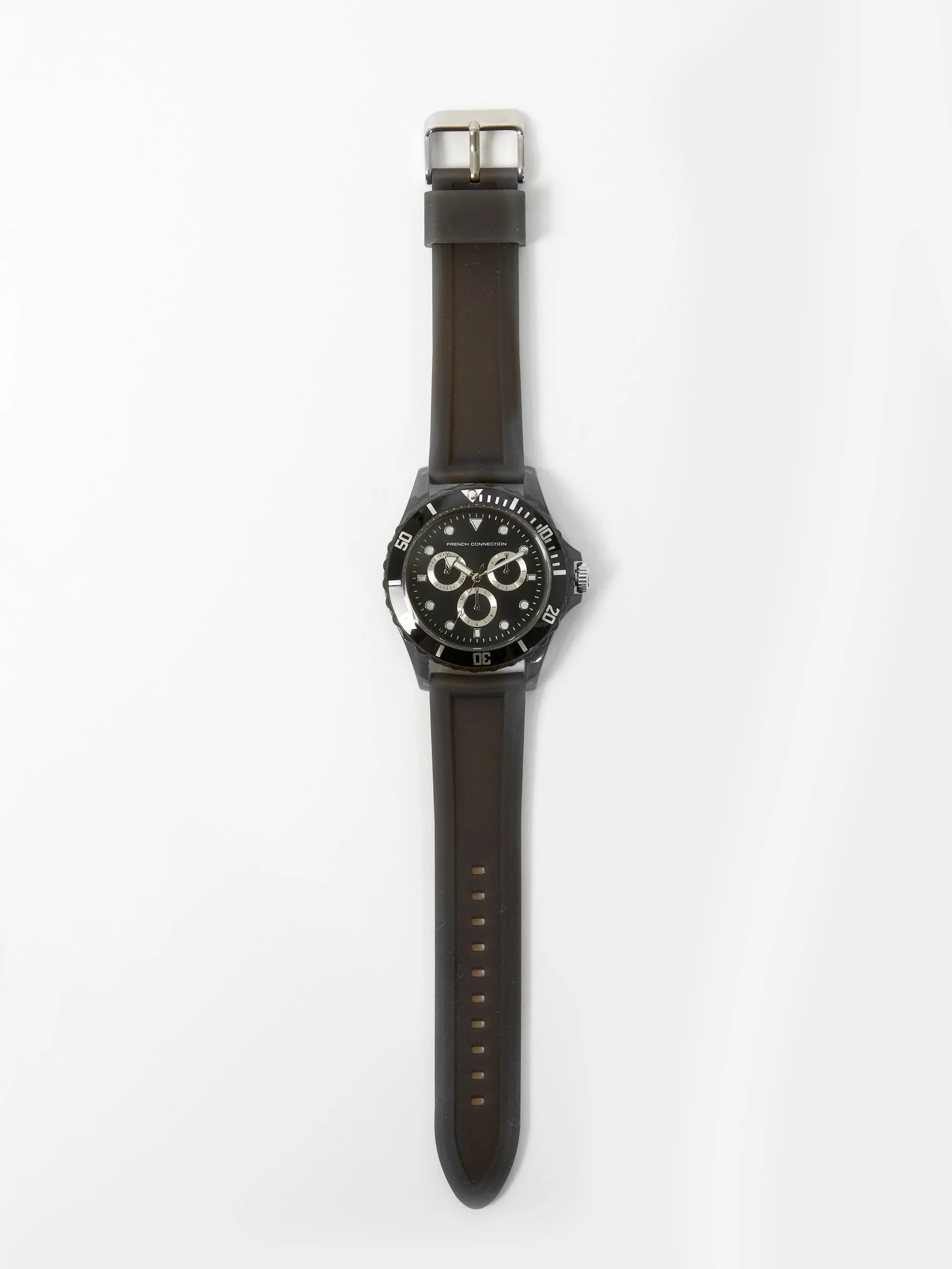 Black Silicone Strap Watch with Black Dial