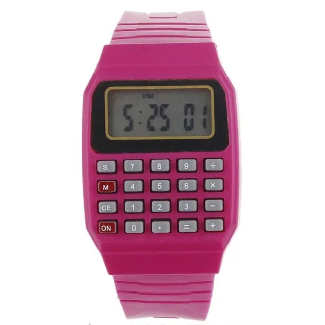 Boy and girl children Calculator watch live LED Clock Kid Silicone Multi-Purpose Date Time Electronic Digital Wrist Watch reloj