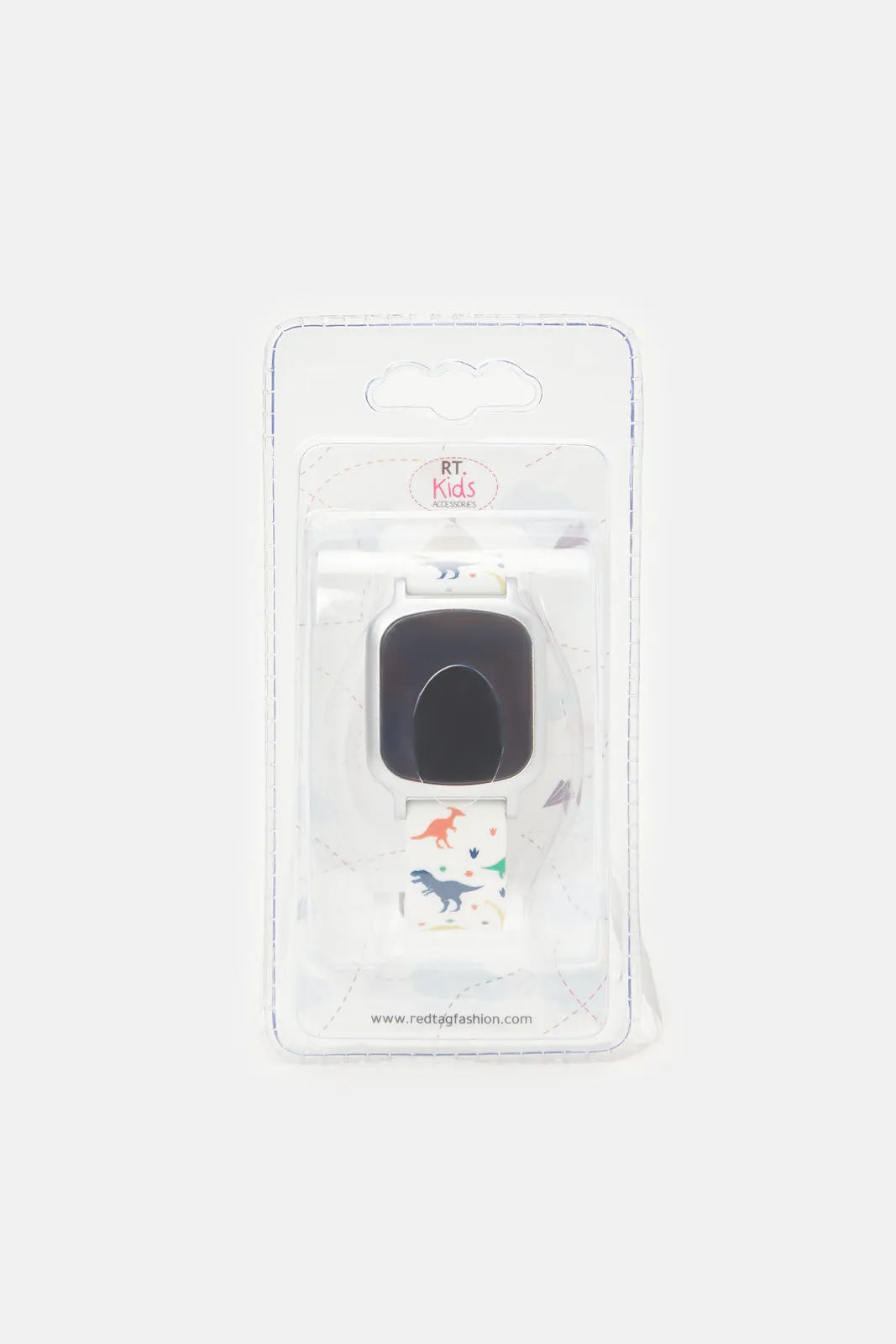 Boys White Dino Print Digital Watch