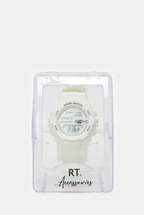 Boys White Solid Multi Functional Digital Watch