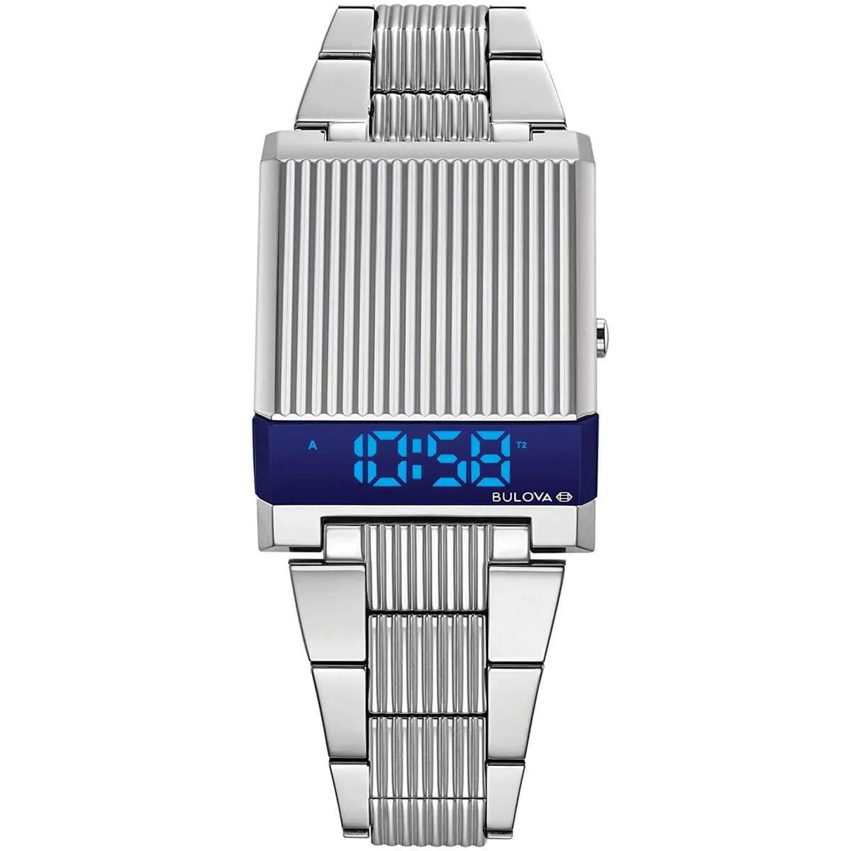 Bulova Men's Quartz Watch - Computron Digital LED Dial Steel Bracelet | 96C139