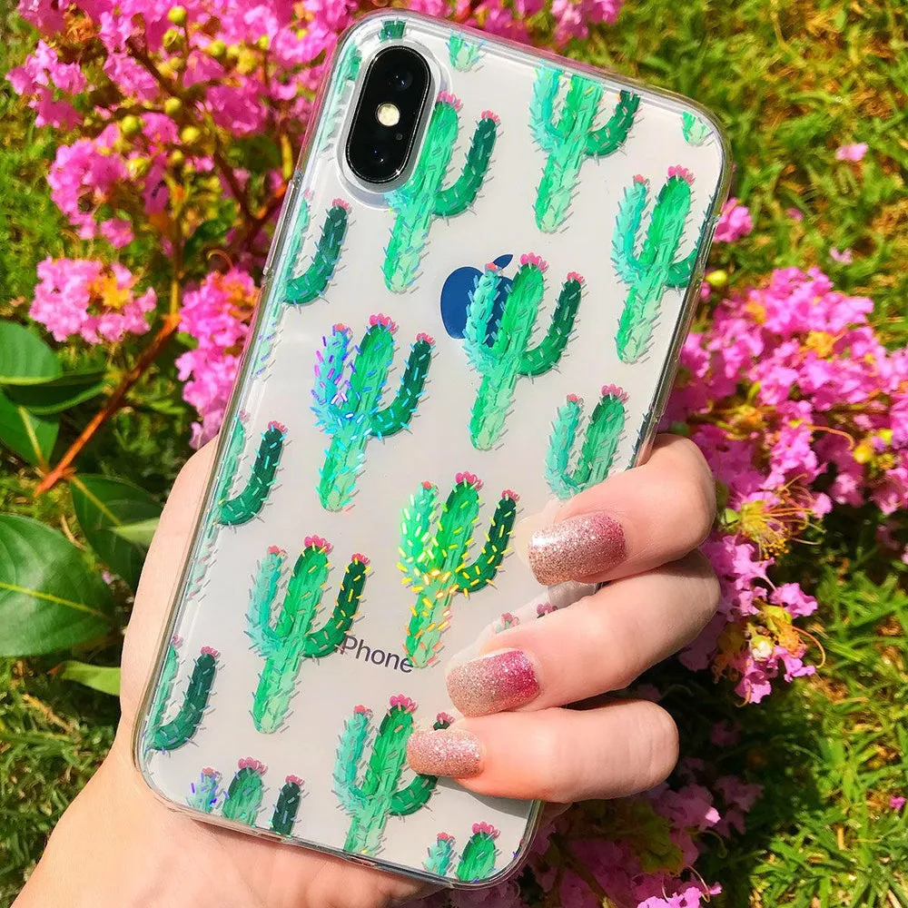 Cactus Patterned Clear Floral Samsung Case