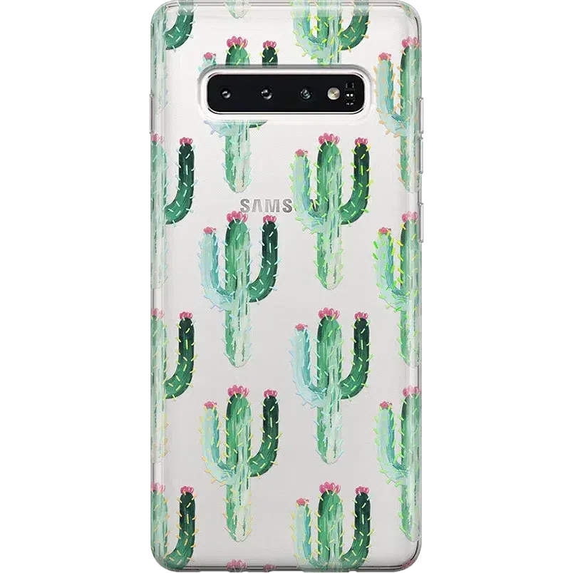 Cactus Patterned Clear Floral Samsung Case