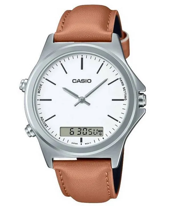 Casio Analog Digital Leather Strap MTP-VC01L-7E MTPVC01L-7 Mens Watch