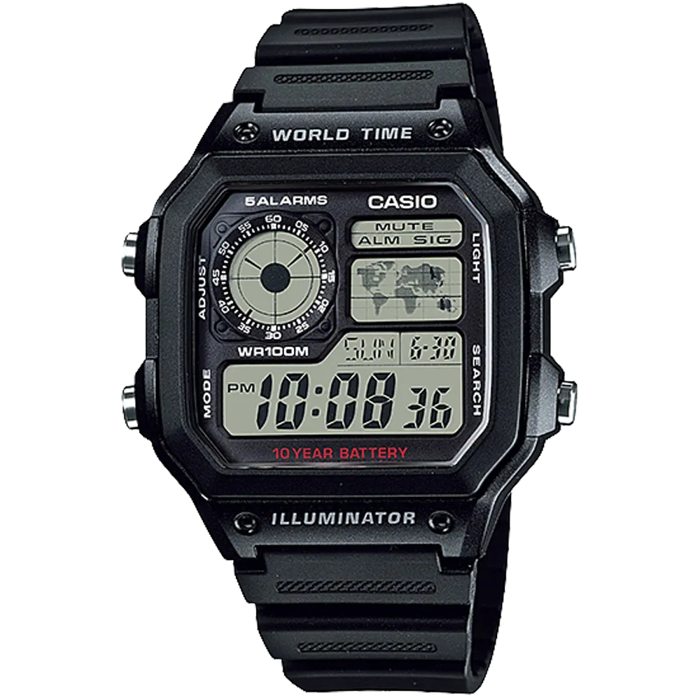 Casio Digital Watch Black AE-1200WH-1AVCF