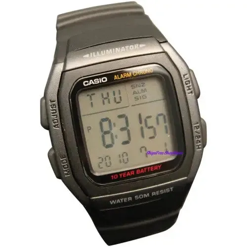 Casio Digital Watch Dual Time Alarm 50M  W96H-1BV