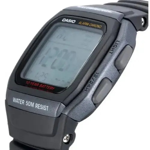 Casio Digital Watch Dual Time Alarm 50M  W96H-1BV