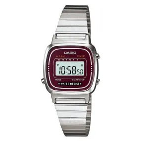 Casio Ladies Watch Digital Vintage Classic Flat Link Burgundy  LA670WA-4DF