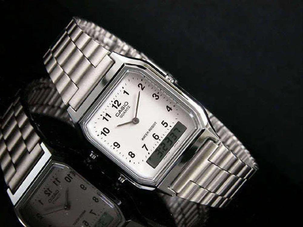 Casio Vintage AQ-230A-7B Silver Stainless Watch Unisex