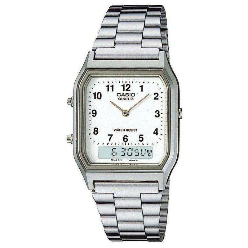 Casio Vintage AQ-230A-7B Silver Stainless Watch Unisex