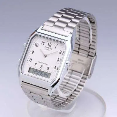 Casio Vintage AQ-230A-7B Silver Stainless Watch Unisex