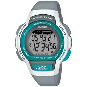 Casio Women's Watch - Dual Time Grey Resin Strap Stopwatch Alarm | LWS-1000H-8AV