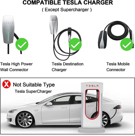 Daolar Tesla to J1772 Adapter, Max 60A 250V J1772 EV Charging Adapter, Compatible with Tesla High Powered Wall Connector with Anti-Drop Buckle