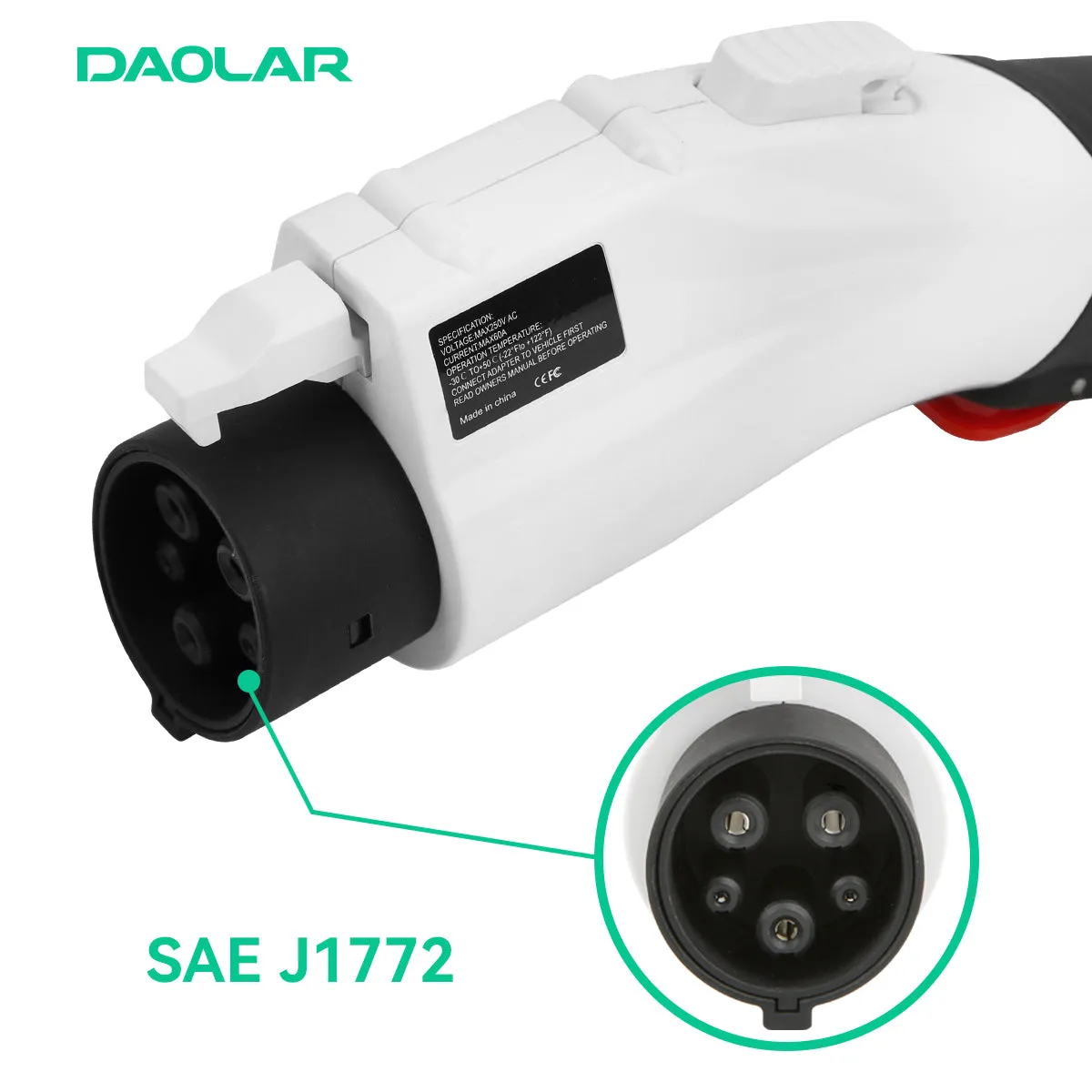 Daolar Tesla to J1772 Adapter, Max 60A 250V J1772 EV Charging Adapter, Compatible with Tesla High Powered Wall Connector with Anti-Drop Buckle