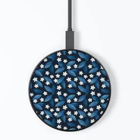 Dark Blue Summer Leafs Wireless Charger