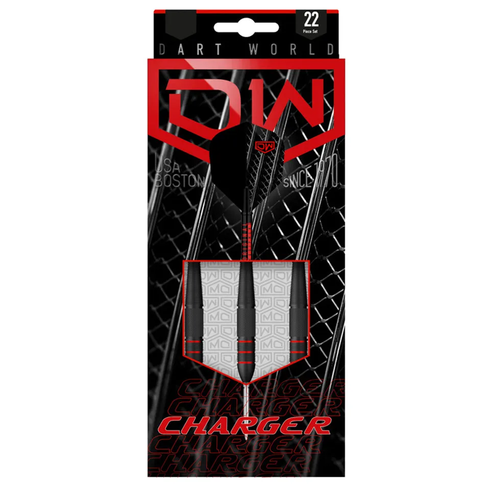 Dart World Charger Black Coated Steel Tip Darts - 23gm