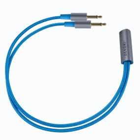 Dekoni Audio Ensemble Postsplit Blue Nylon Woven Jacket Headphone Connectors