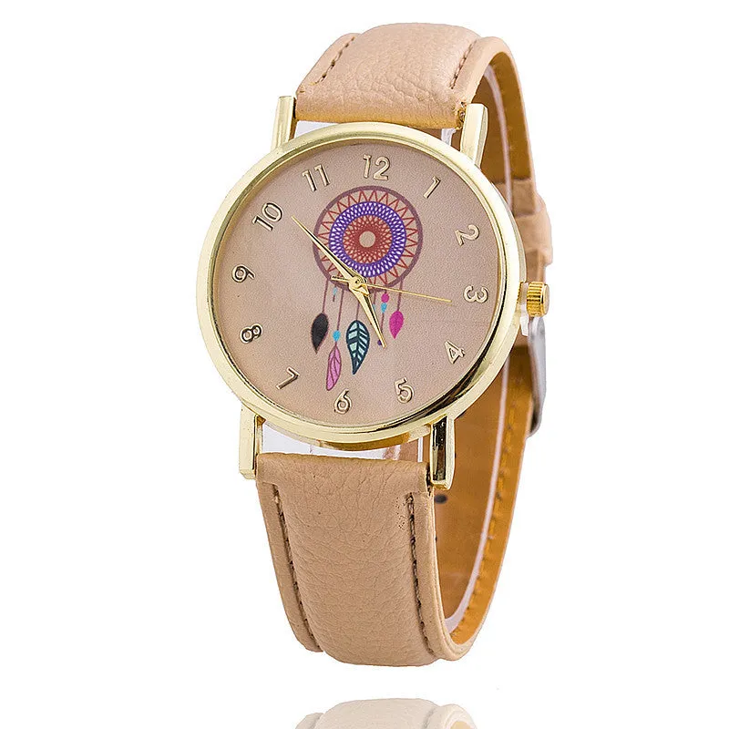 Dreamcather Women Quartz Watches Reloj Mujer Relogio Feminino Leather Strap Wristwatch New Dress Watch Clock