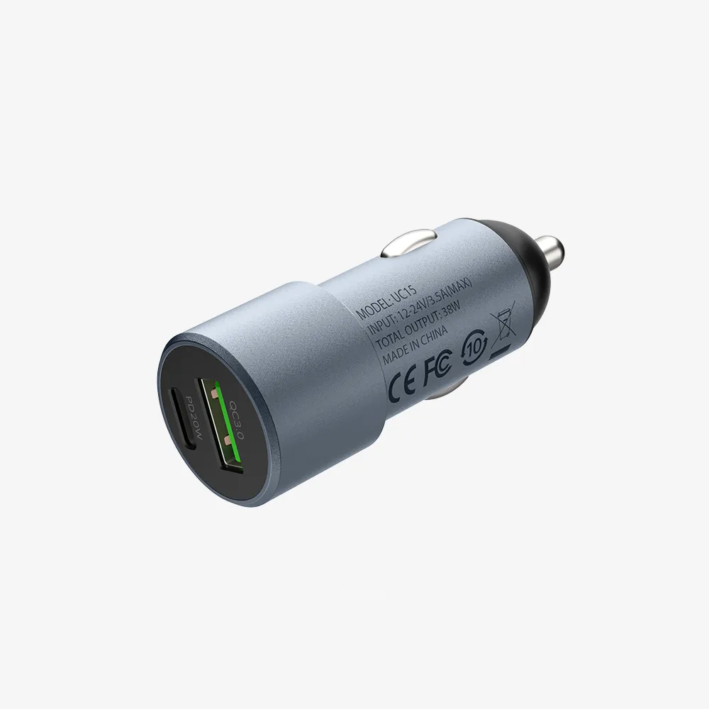 Dual Port Car Charger 38W - Space Grey